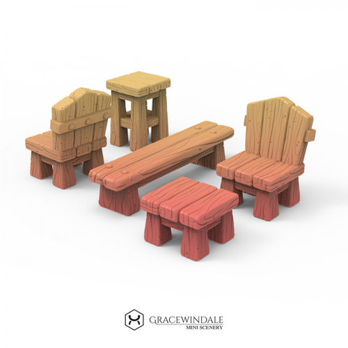 Tavern Furniture and Props Set 3D Print 506103