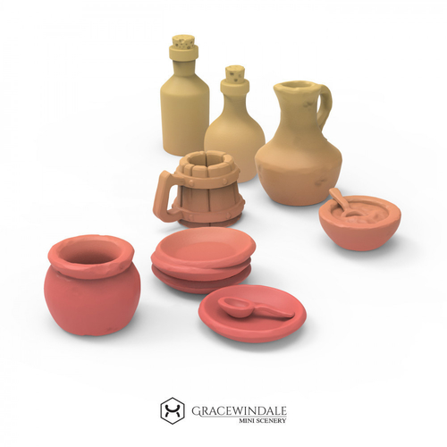 Tavern Furniture and Props Set 3D Print 506107