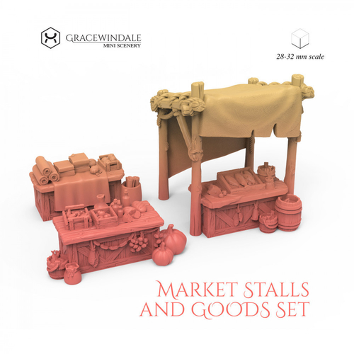 Market Stalls and Goods Set 3D Print 506168