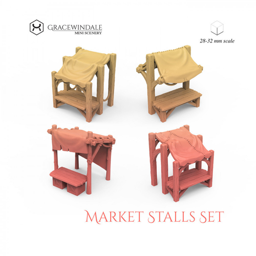 Market Stalls Set 3D Print 506185