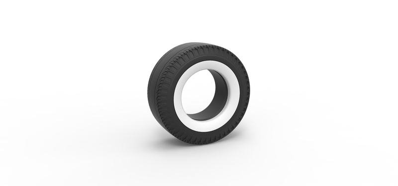 Whitewall rear tire of vintage dragster Version 2 1:25