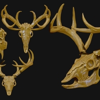 Deer Skull - CNC and 3D print model - Thumbnail 1