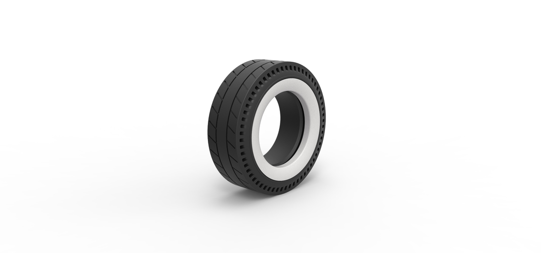 Whitewall rear tire of vintage dragster Version 5 Scale 1:25 3D Print 507424