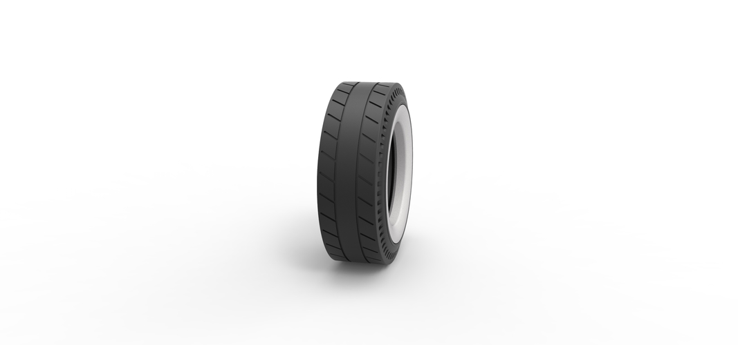 Whitewall rear tire of vintage dragster Version 5 Scale 1:25 3D Print 507425