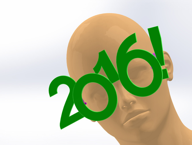 2016 Happy New Year Fun Glasses 3D Print 50746