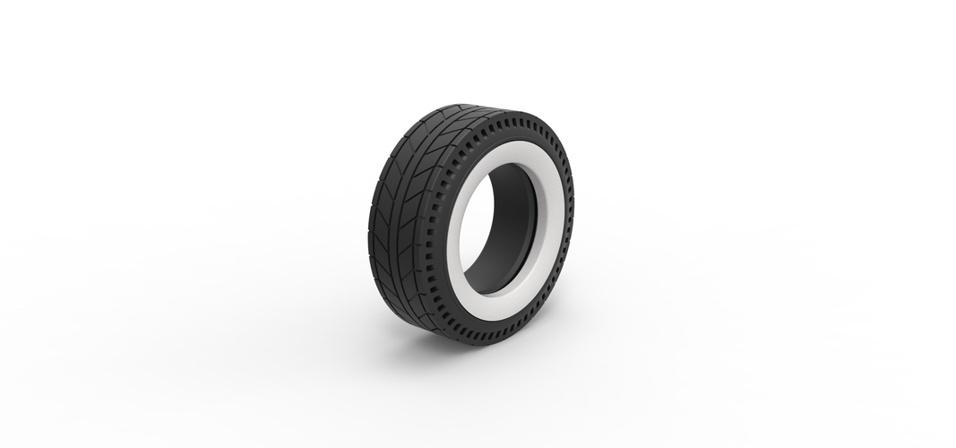 Whitewall rear tire of vintage dragster Version 6 Scale 1:25 3D Print 507467