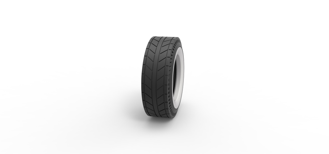 Whitewall rear tire of vintage dragster Version 6 Scale 1:25 3D Print 507468