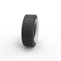 Whitewall rear tire of vintage dragster Version 6 Scale 1:25 - Thumbnail 3
