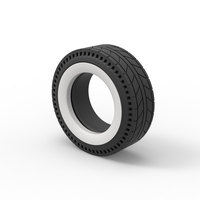 Whitewall rear tire of vintage dragster Version 6 Scale 1:25 - Thumbnail 7