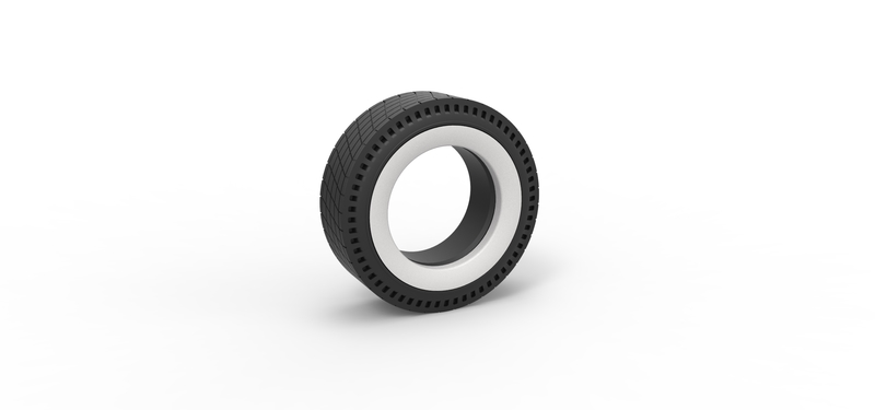 Whitewall rear tire of vintage dragster Version 7 Scale 1:25