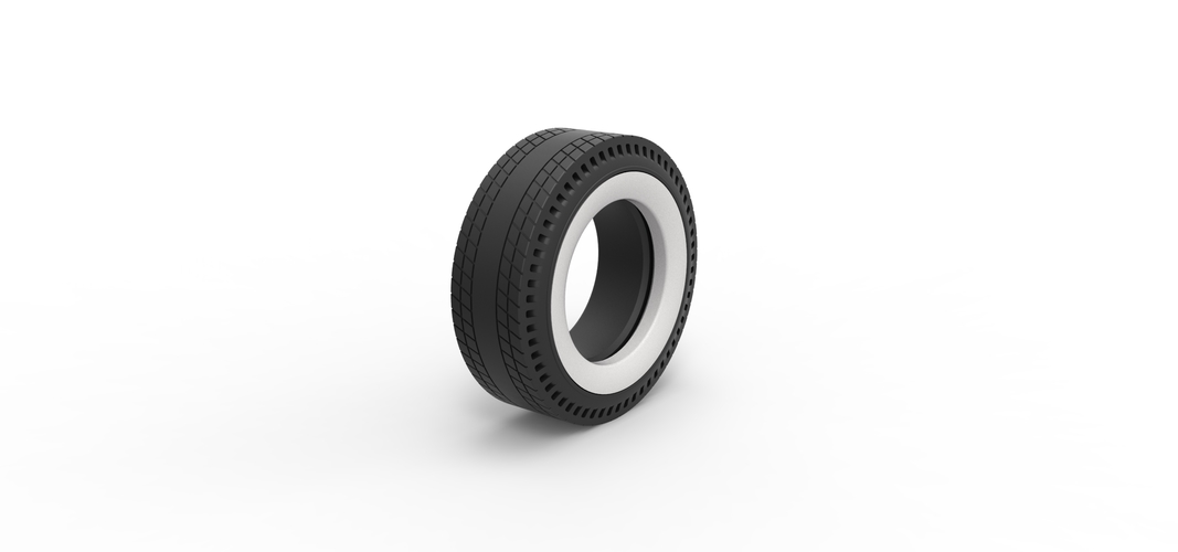 Whitewall rear tire of vintage dragster Version 8 Scale 1:25 3D Print 507548