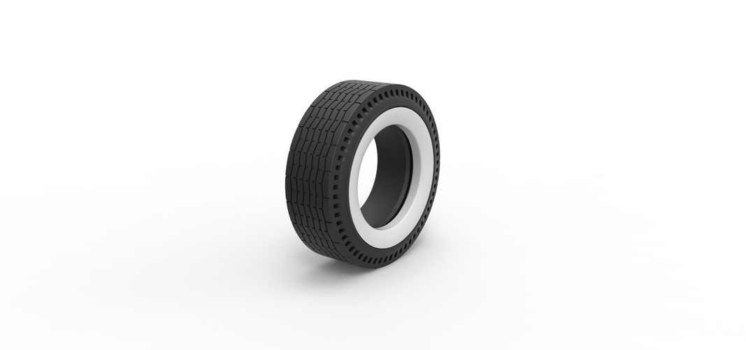 Whitewall rear tire of vintage dragster Version 9 Scale 1:25 3D Print 507557