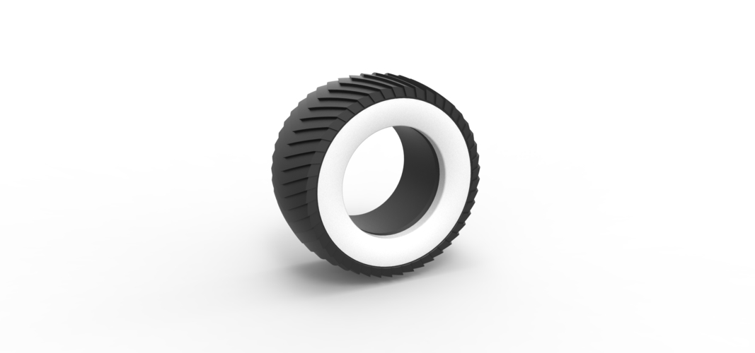 Pulling tractor Whitewall rear tire 1 Scale 1:25 3D Print 507704