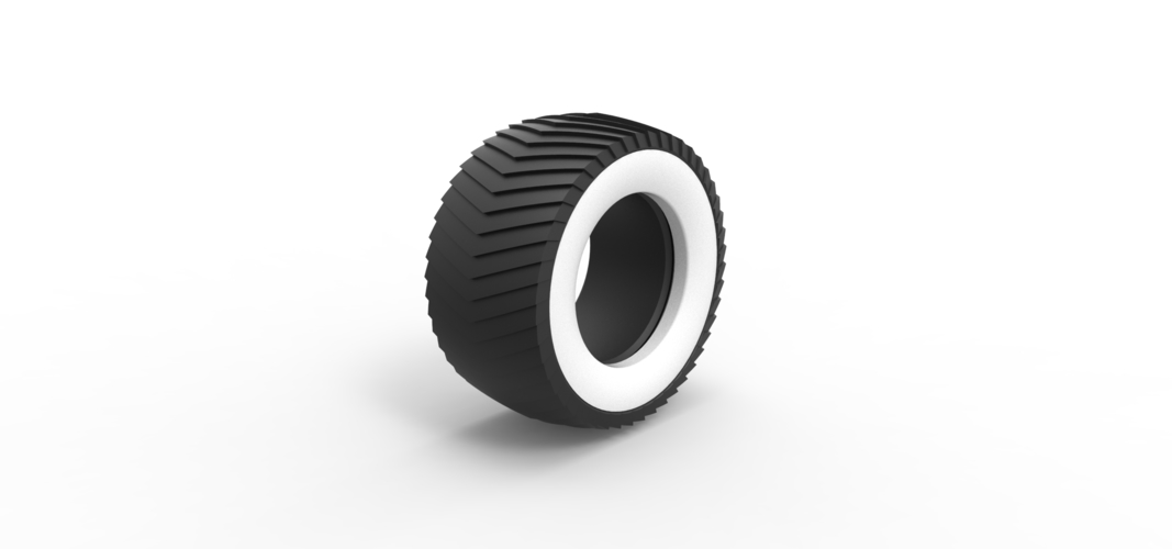 Pulling tractor Whitewall rear tire 1 Scale 1:25 3D Print 507705