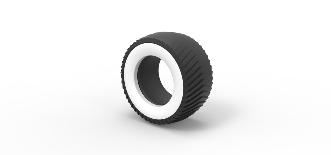 Pulling tractor Whitewall rear tire 1 Scale 1:25 3D Print 507710