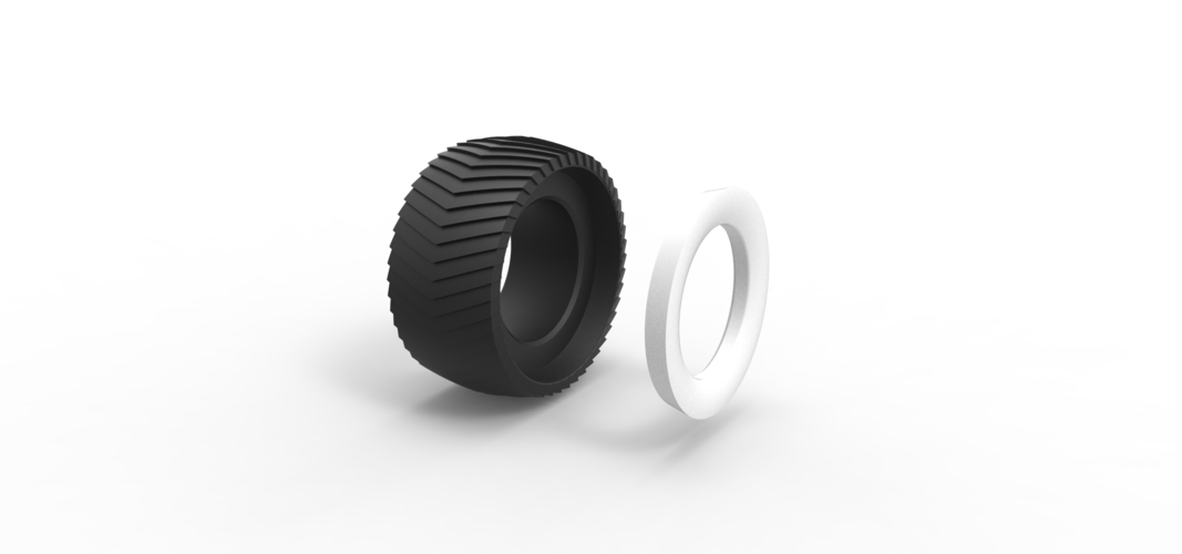 Pulling tractor Whitewall rear tire 1 Scale 1:25 3D Print 507713