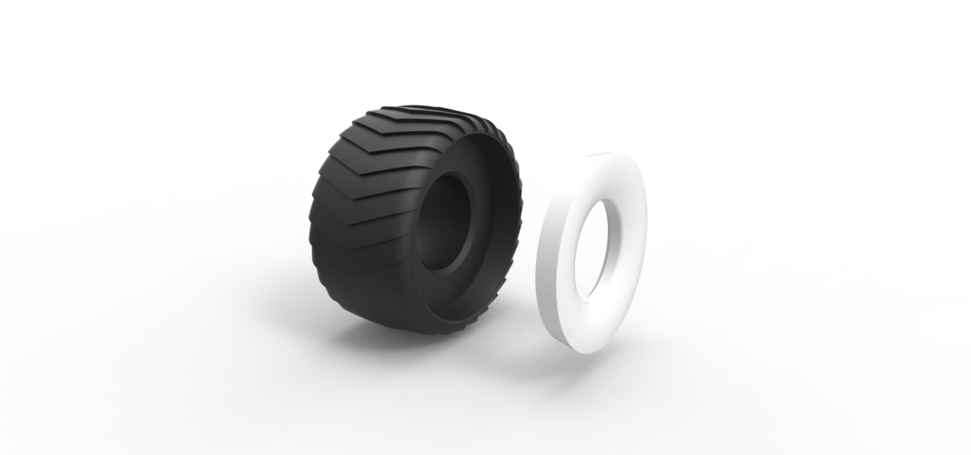 Pulling truck Whitewall tire 1 Scale 1:25 3D Print 507780