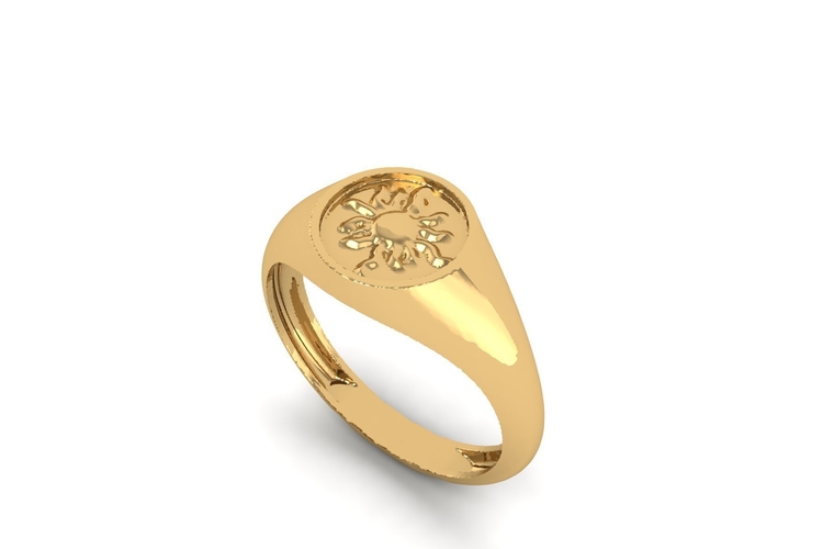 Sun Signet Ring R 199 3D Print 507968