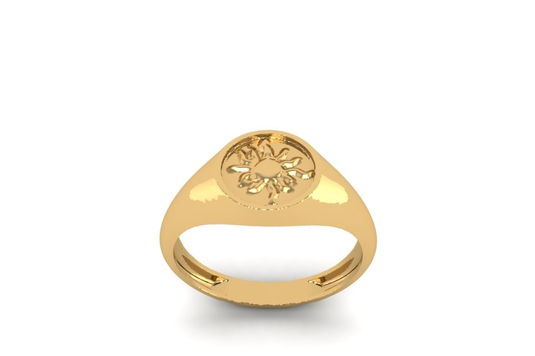 Sun Signet Ring R 199 3D Print 507969