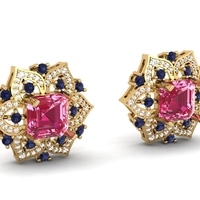 Emerald and Diamond Stud Earring E 20 - Thumbnail 3