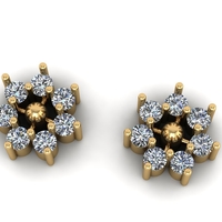 Small Flower Diamond Earring E 19 3D Printing 508071