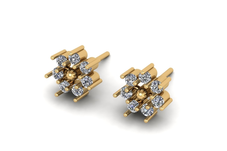 Flower Diamond Earring E 19 3D Print 508073