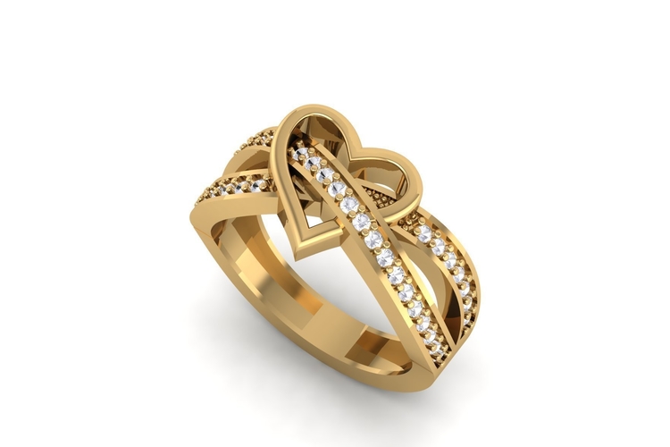 Heart Diamond Ring R 192 3D Print 508187