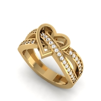 Small Heart Diamond Ring R 192 3D Printing 508187