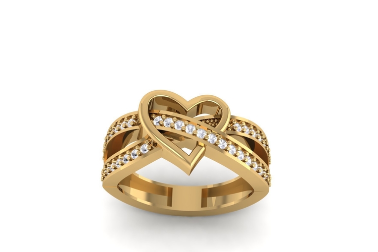 Heart Diamond Ring R 192 3D Print 508188