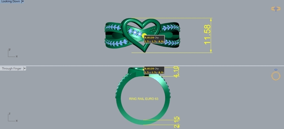 Heart Diamond Ring R 192 3D Print 508191