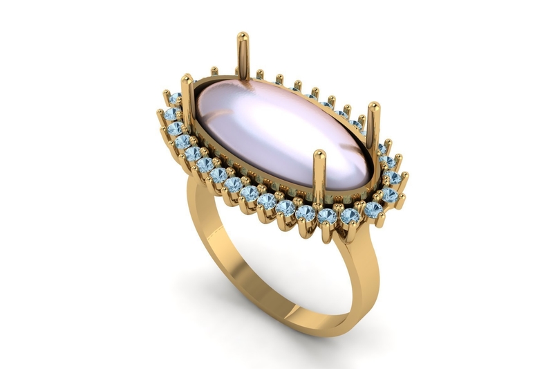 Pearl and Diamond Ring R 151 Free Model