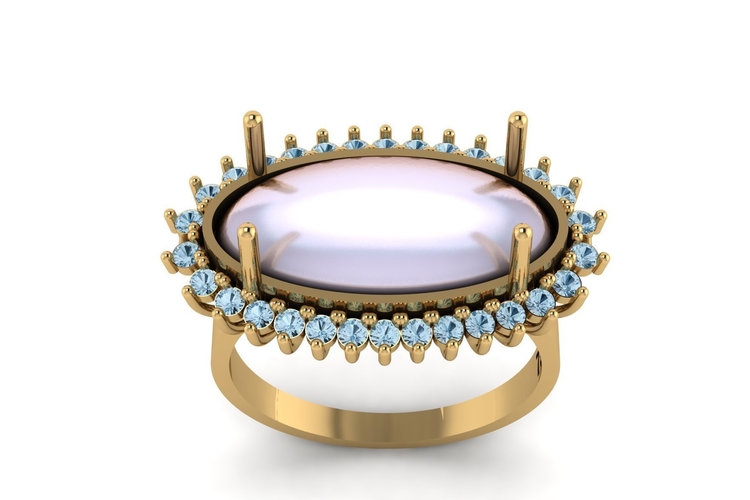 Pearl and Diamond Ring R 151 Free Model 3D Print 508213