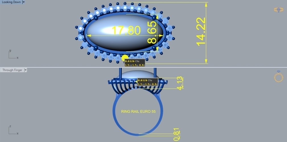 Pearl and Diamond Ring R 151 Free Model 3D Print 508216