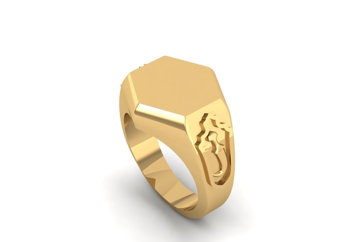 Hexagon Signet Ring R 188 3D Print 508236