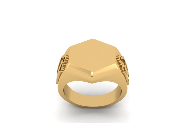 Hexagon Signet Ring R 188 3D Print 508237