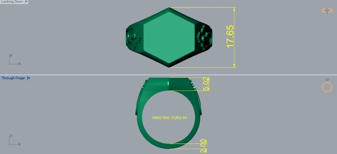 Hexagon Signet Ring R 188 3D Print 508240