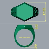 Hexagon Signet Ring R 188 - Thumbnail 5