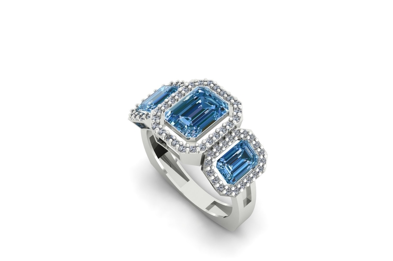 Amethyst Diamond Three stone Ring R 189