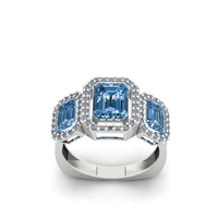 Amethyst Diamond Three stone Ring R 189 - Thumbnail 2