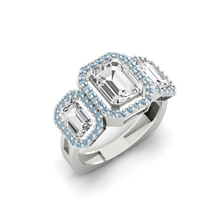 Amethyst Diamond Three stone Ring R 189 - Thumbnail 3