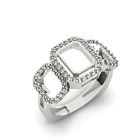 Amethyst Diamond Three stone Ring R 189 - Thumbnail 4