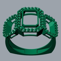 Amethyst Diamond Three stone Ring R 189 - Thumbnail 7