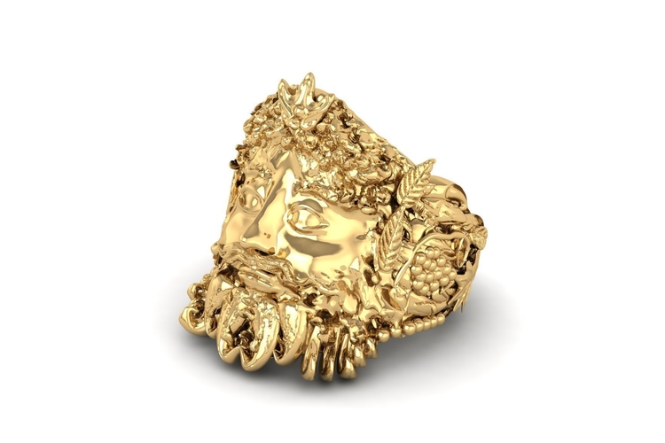 Zeus Greek God Head Ring R 187 3D Print 508297