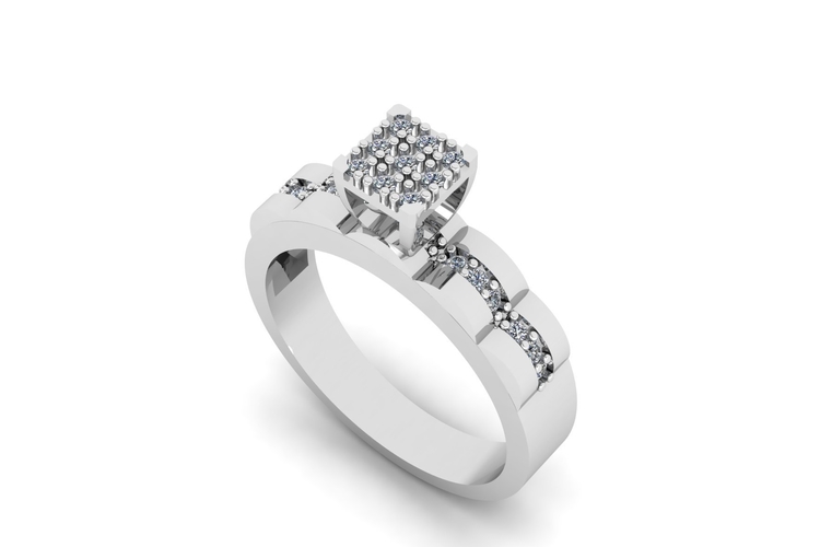 Engagement Diamond Ring R 186 3D Print 508343