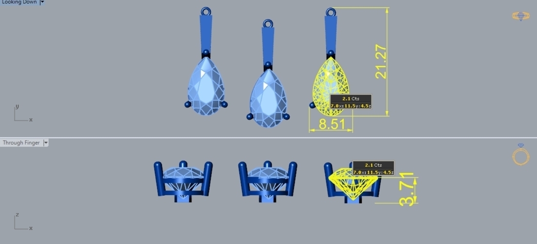 Pear Shape Diamond Pendant and Earring Set S 19 3D Print 508385