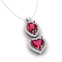 Heart And Pear Ruby Diamond Pendant P 059 - Thumbnail 1