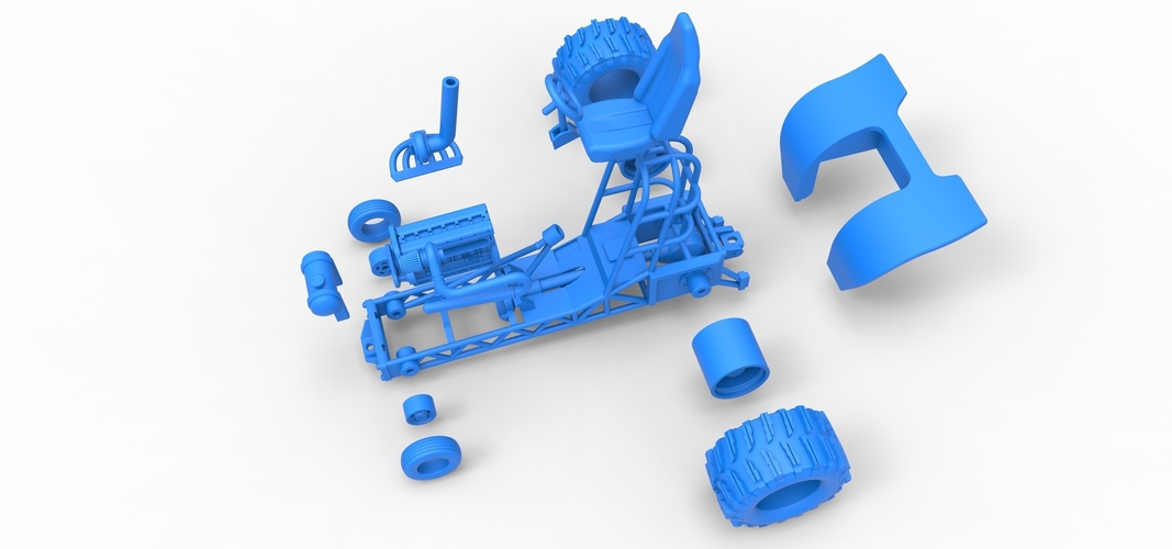 Diecast Mini Rod pulling tractor 8 Scale 1:25 3D Print 508482
