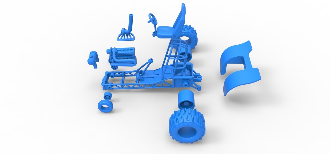 Diecast Mini Rod pulling tractor 8 Scale 1:25 3D Print 508485