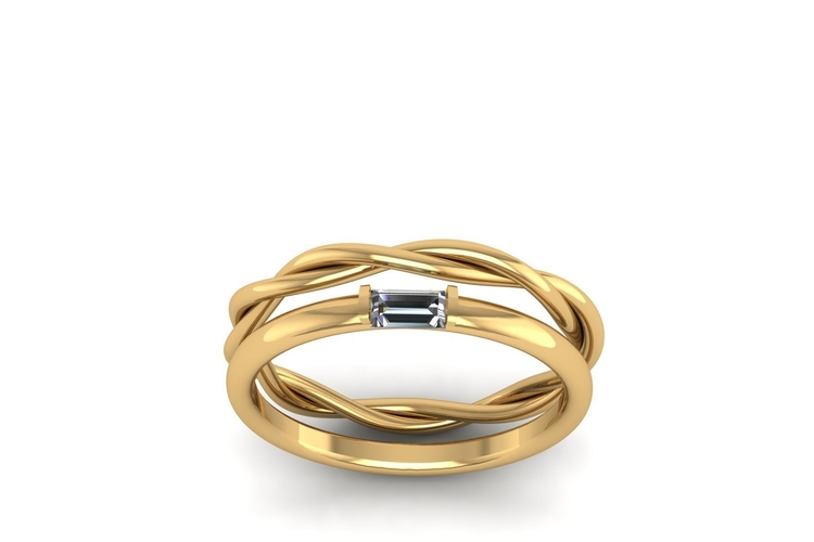 Baguette Ring R 182 3D Print 508508