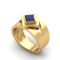 Small Square Sapphire Ring R 179 3D Printing 508670